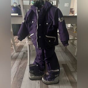 Excellent Choko Snow Suit + Winter Boots - size 5 suit, 12.5-13 size boots